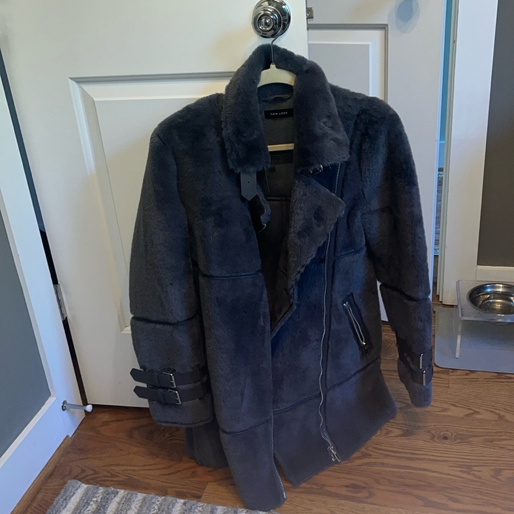 New Look Blue Faux Fur Coat